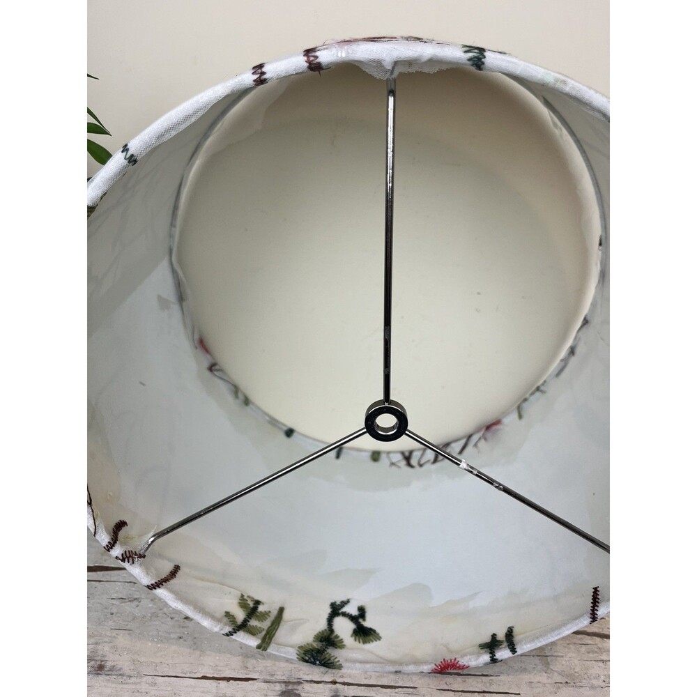White Botanical Toile Mesh Floral Lamp Shade Application Hand Applied 13”x15” - Picture 4 of 10
